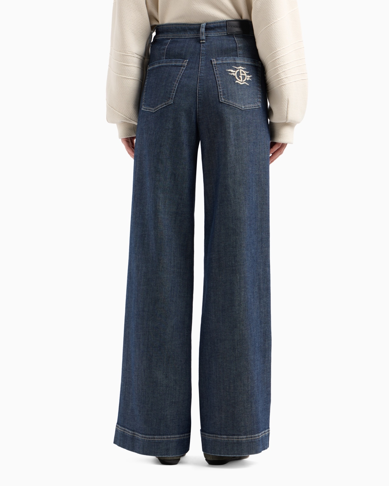 DENIM COLLECTION WIDE-LEG TROUSERS IN STRETCH COTTON DENIM - 3