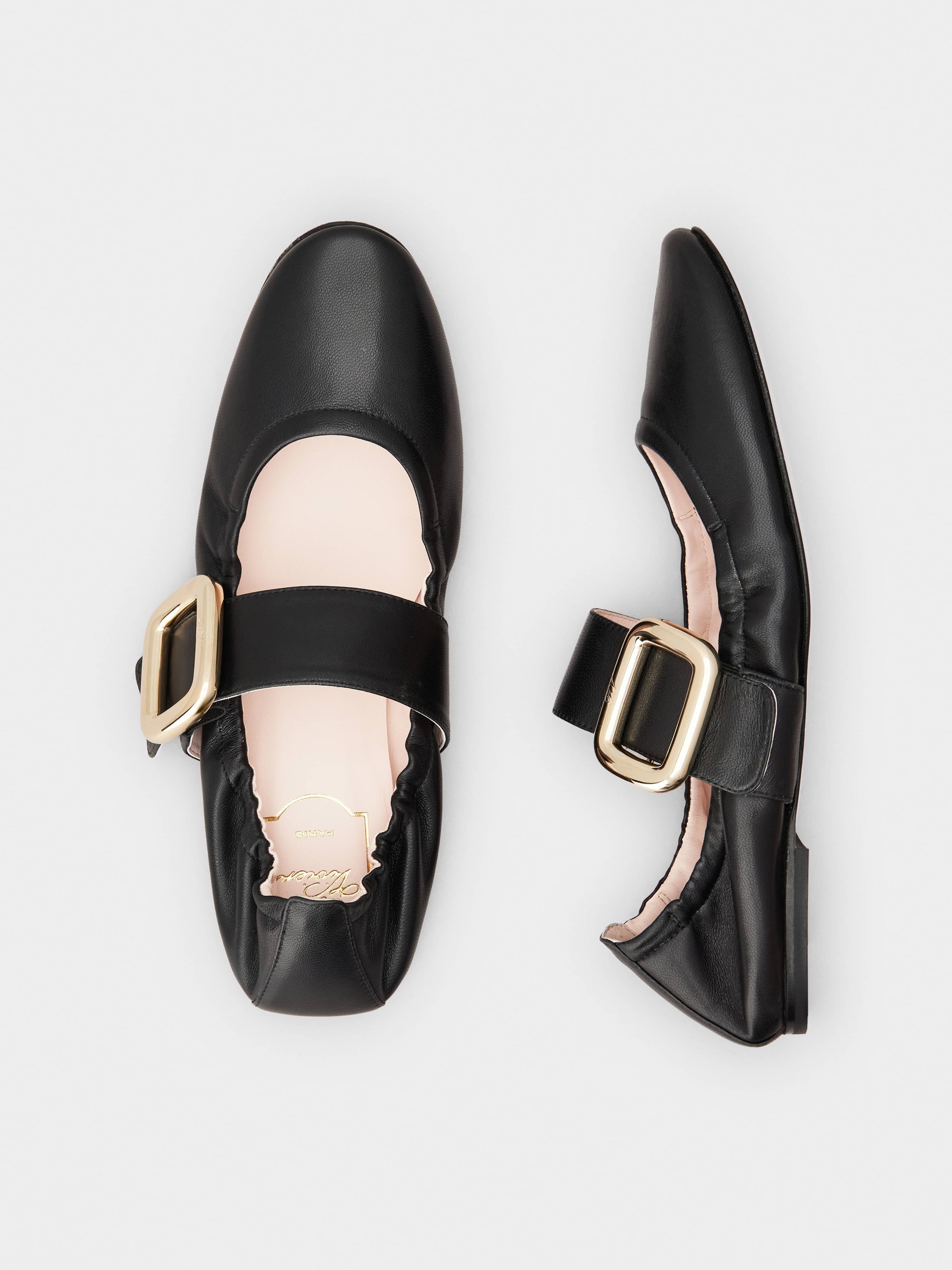Viv' Choc Metal Buckle Babies Ballerinas in Leather - 4