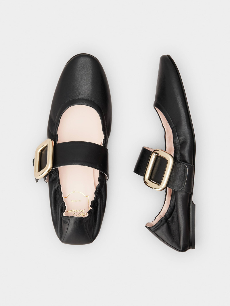 Viv' Choc Metal Buckle Babies Ballerinas in Leather 4