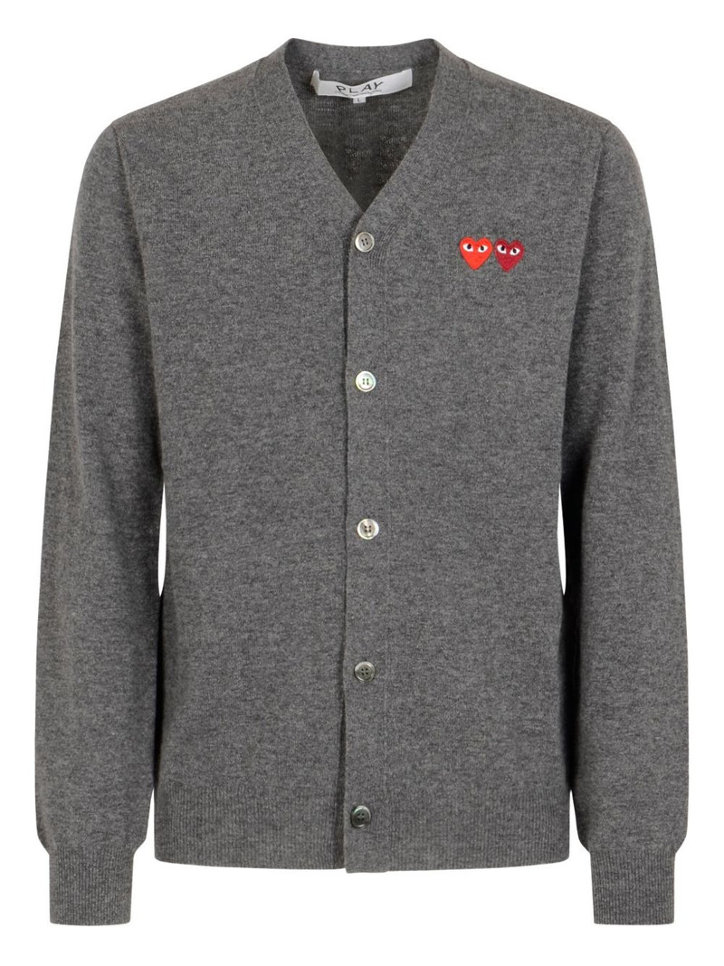 heart-patch wool cardigan 1
