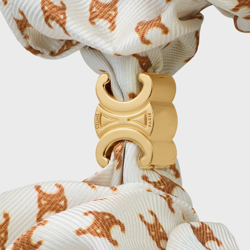 CELINE Celine Mini Triomphe Scrunchy in silk and Brass with Gold Finish outlook
