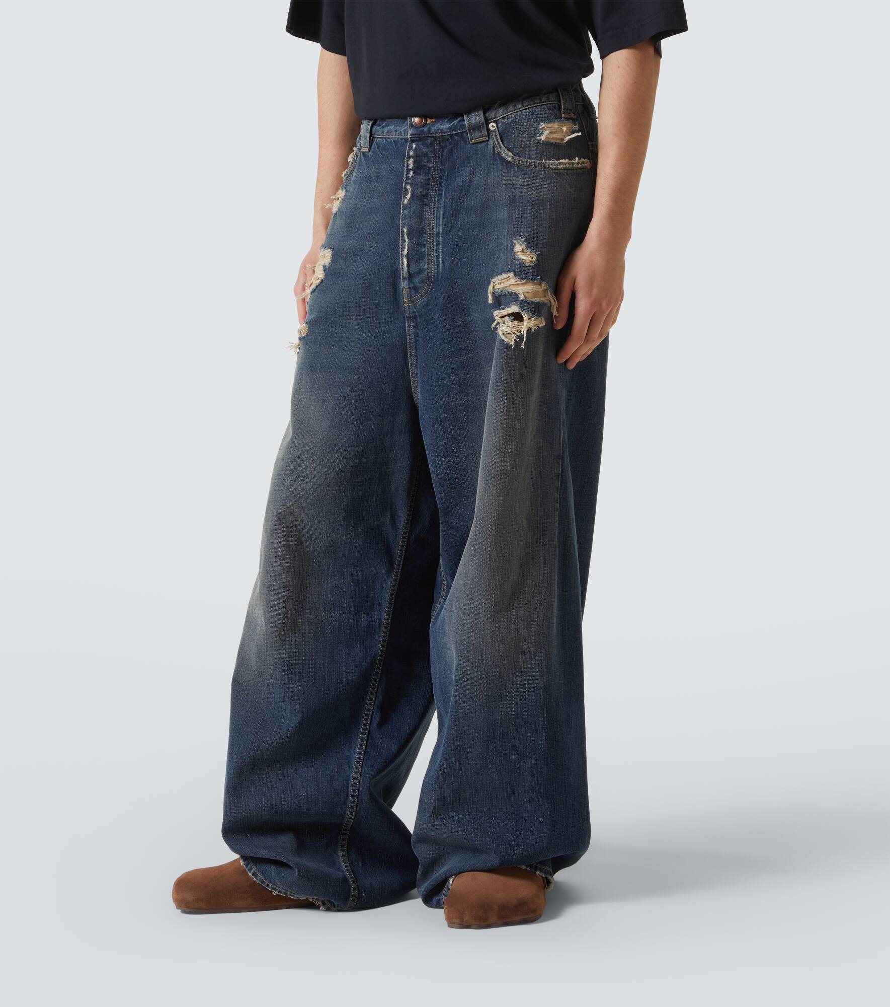 Distressed mid-rise wide-leg jeans - 3