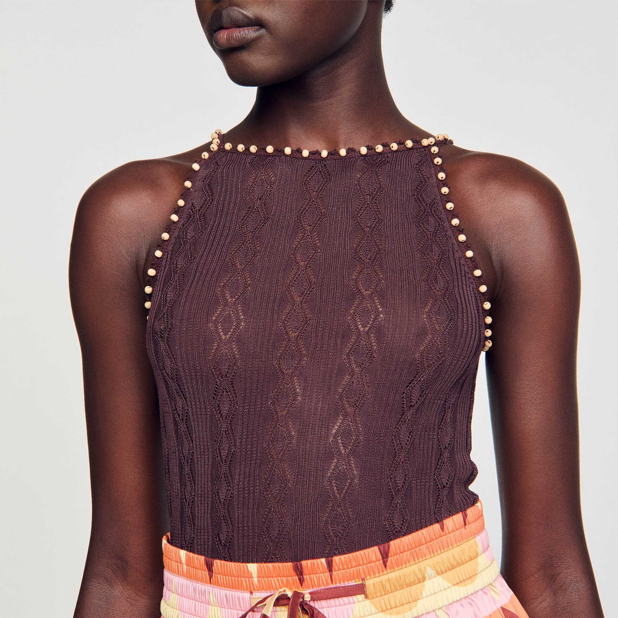 BEADED KNIT VEST TOP - 4