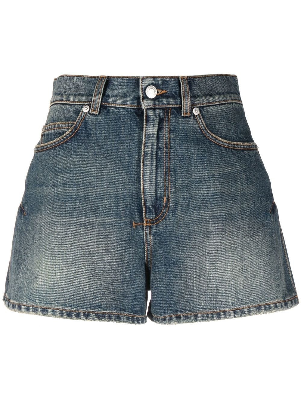 flared denim shorts - 1