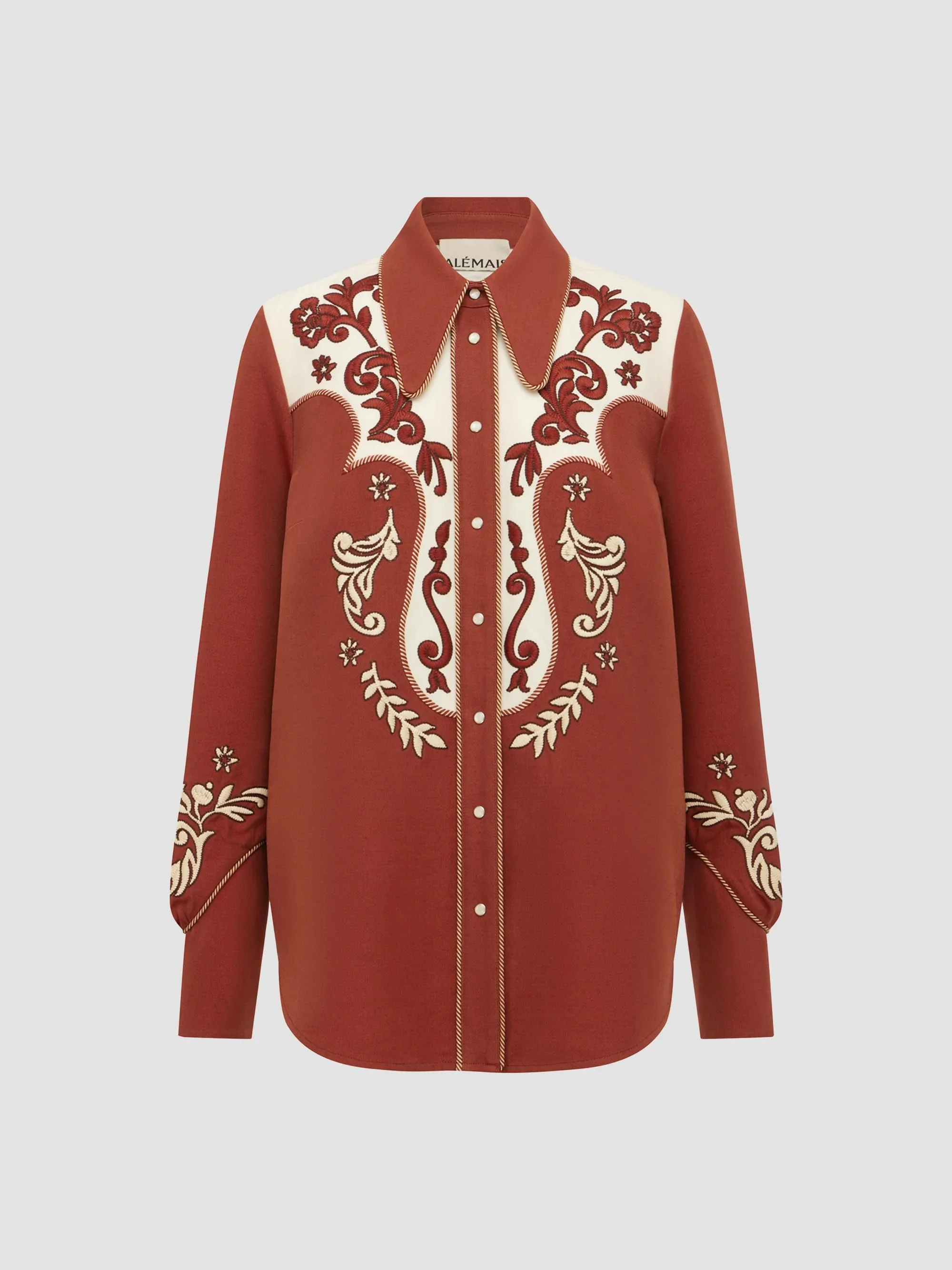 Women's Duke Western-Embroidered Shirt - Rust - 1