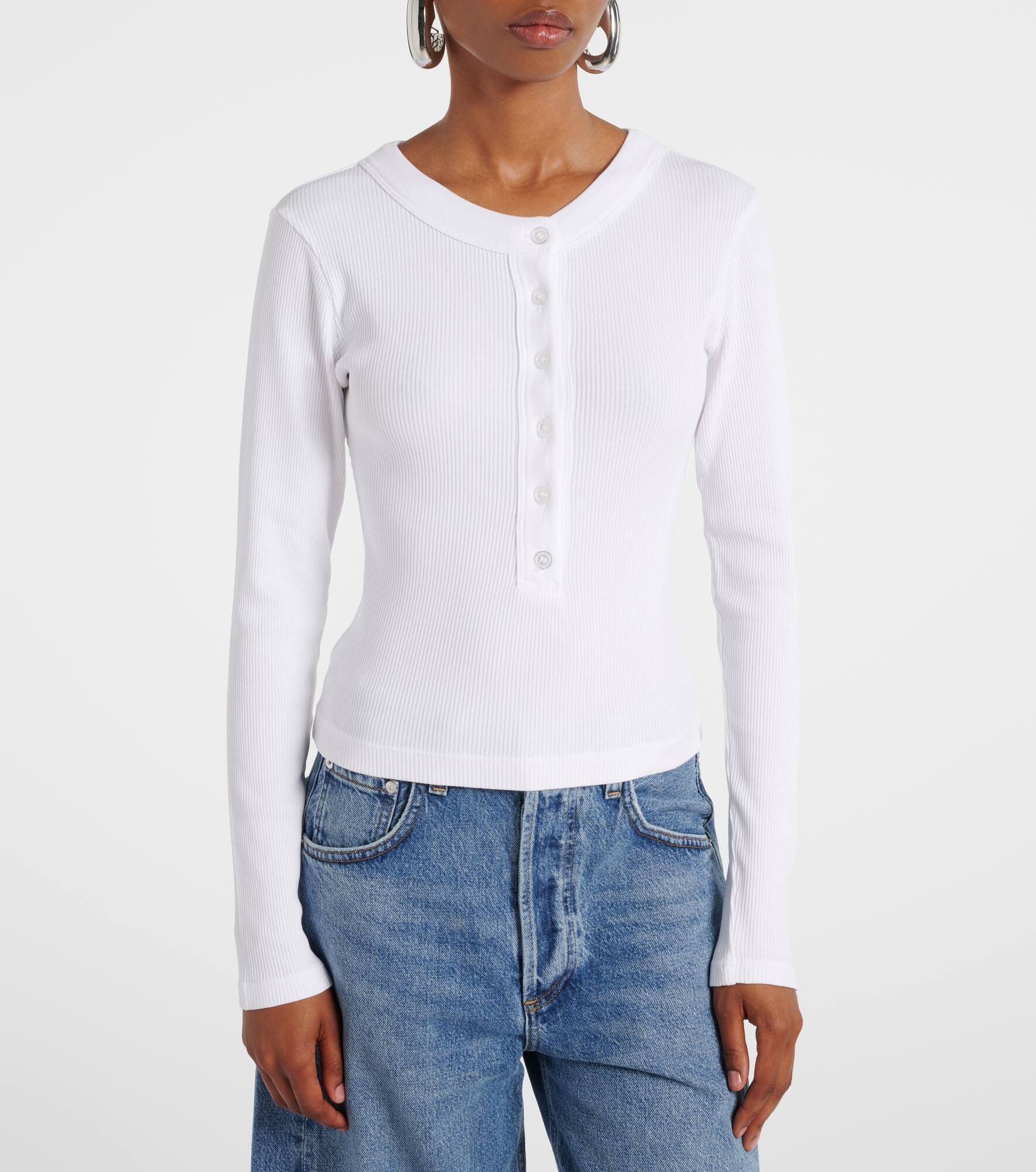 Varra ribbed-knit Henley shirt - 6