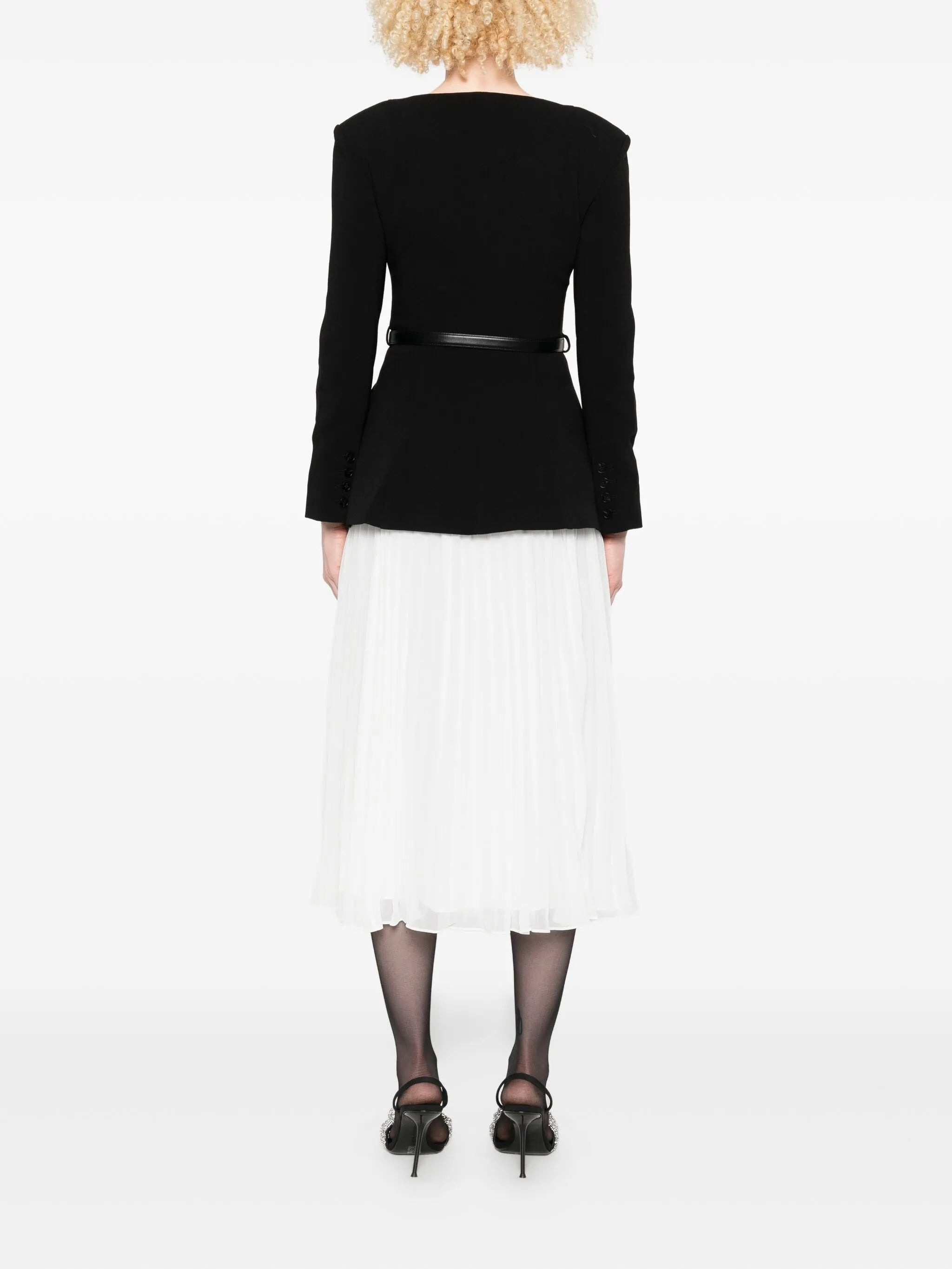 Self-portrait Pleated-panel Bow-detail Midi Dress - 3