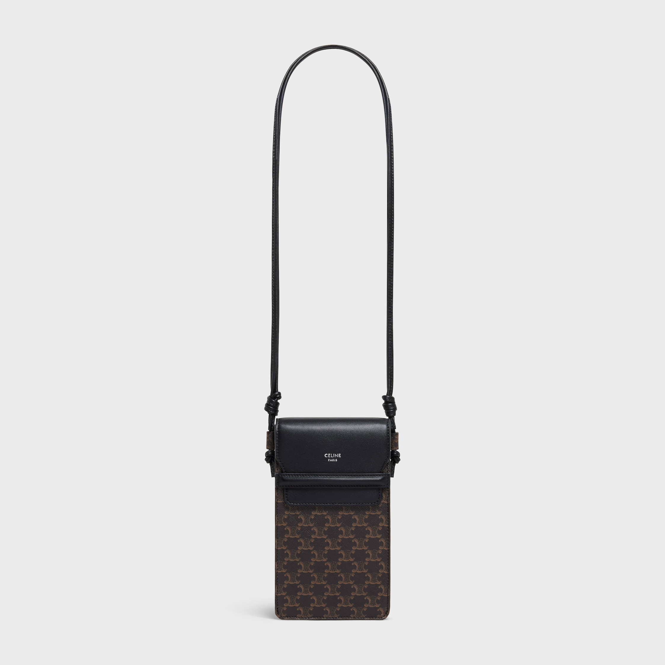 PHONE POUCH WITH FLAP in Triomphe Canvas and Lambskin - 4