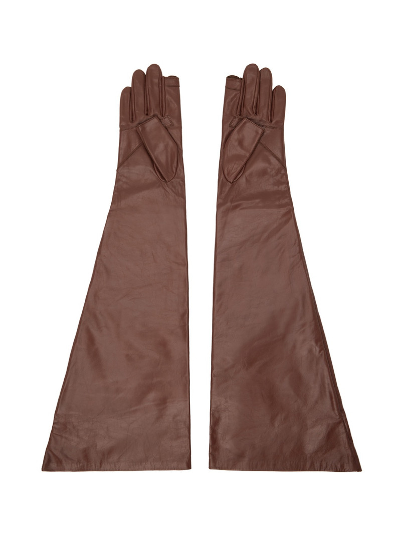 Rick Owens Brown Porterville Gauntlets Gloves outlook