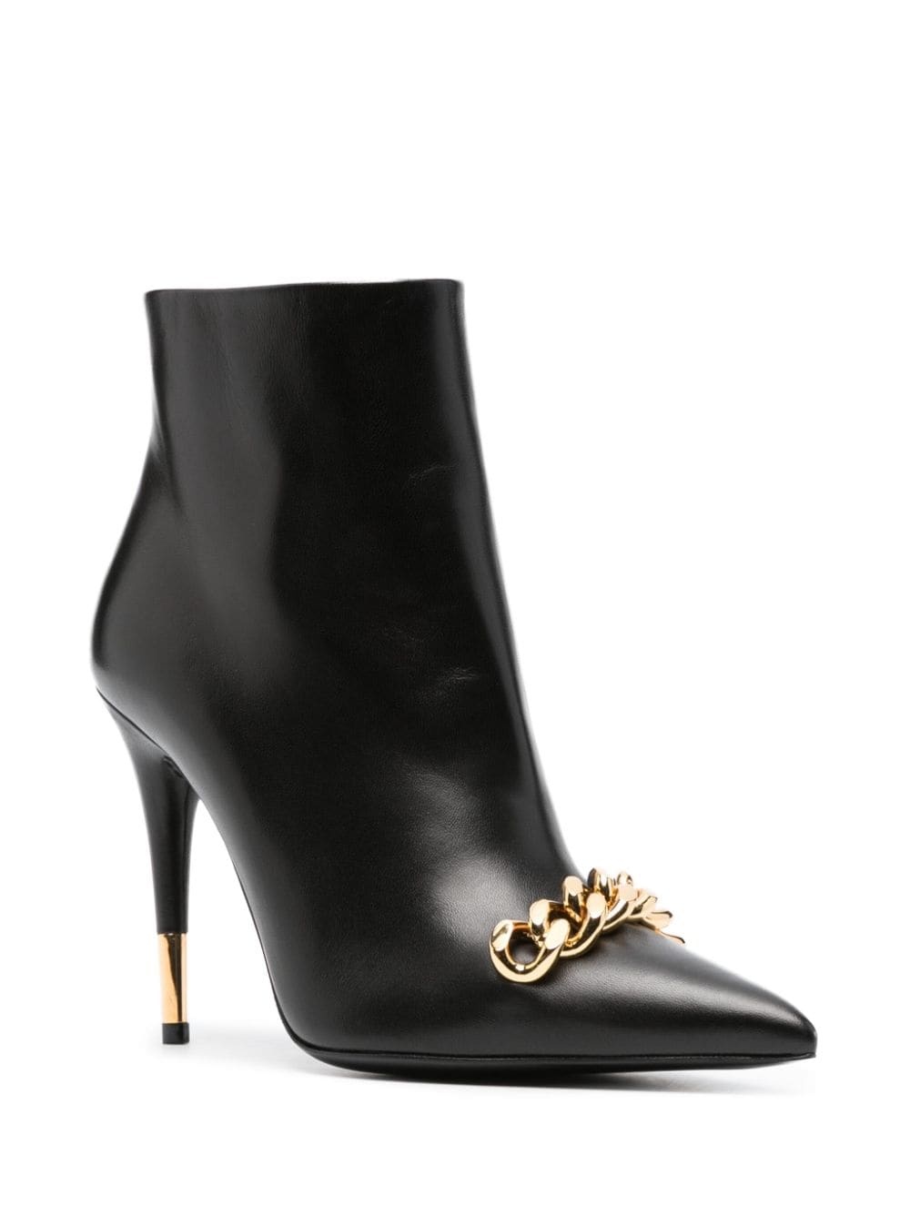 chain-detail leather ankle boots - 2