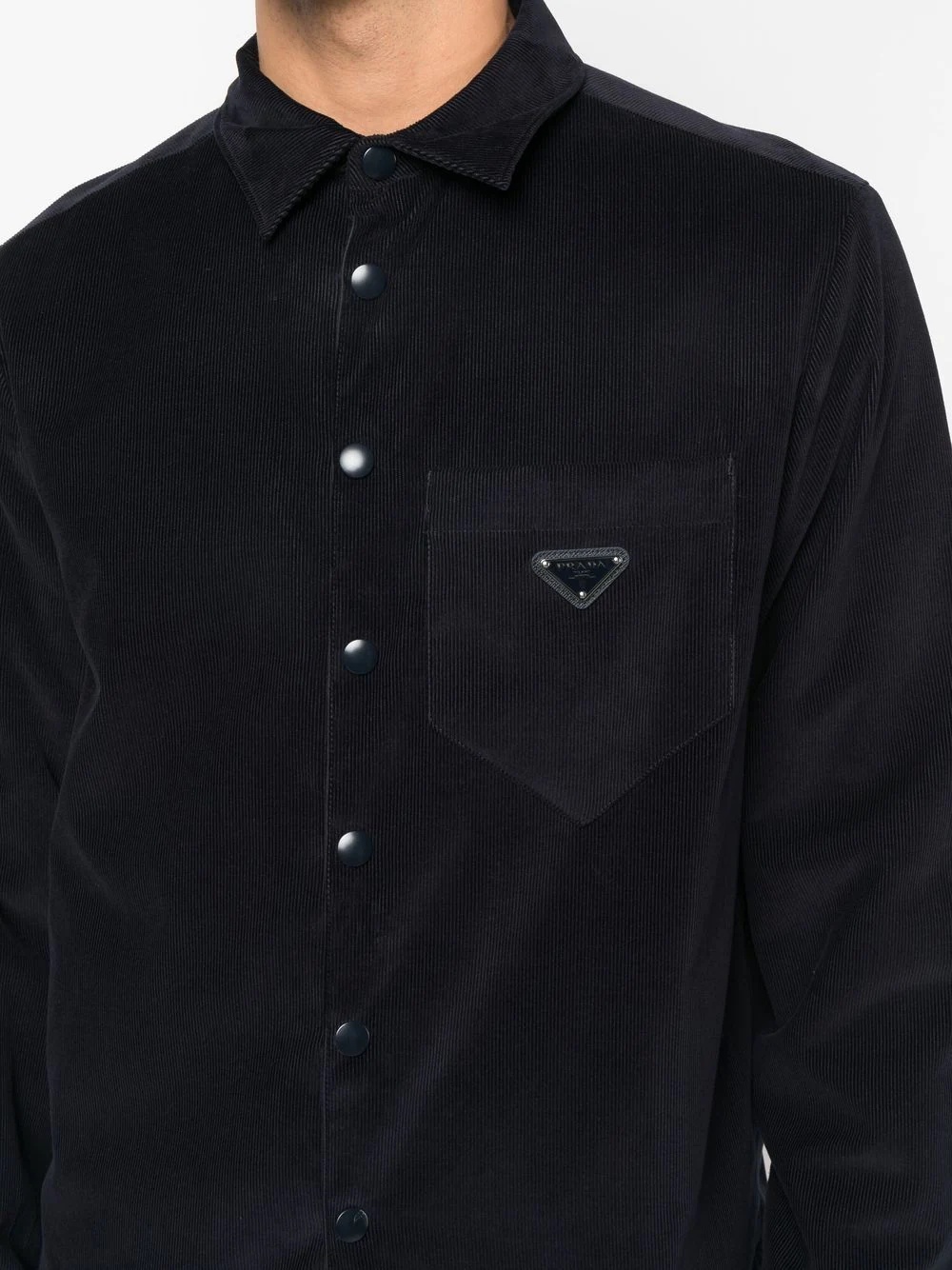 triangle-logo corduroy shirt - 5