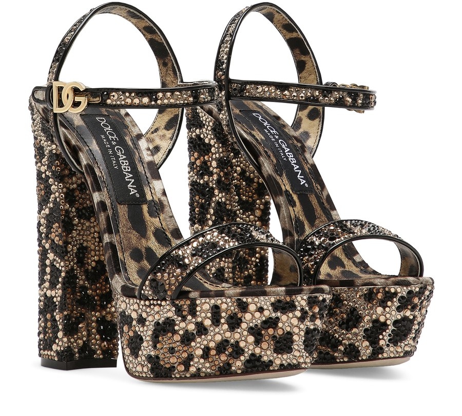 Platform sandals with rhinestones - 2