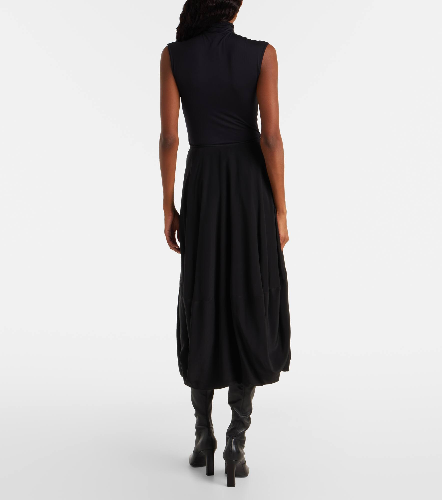 Low-rise silk crêpe de chine midi skirt - 3