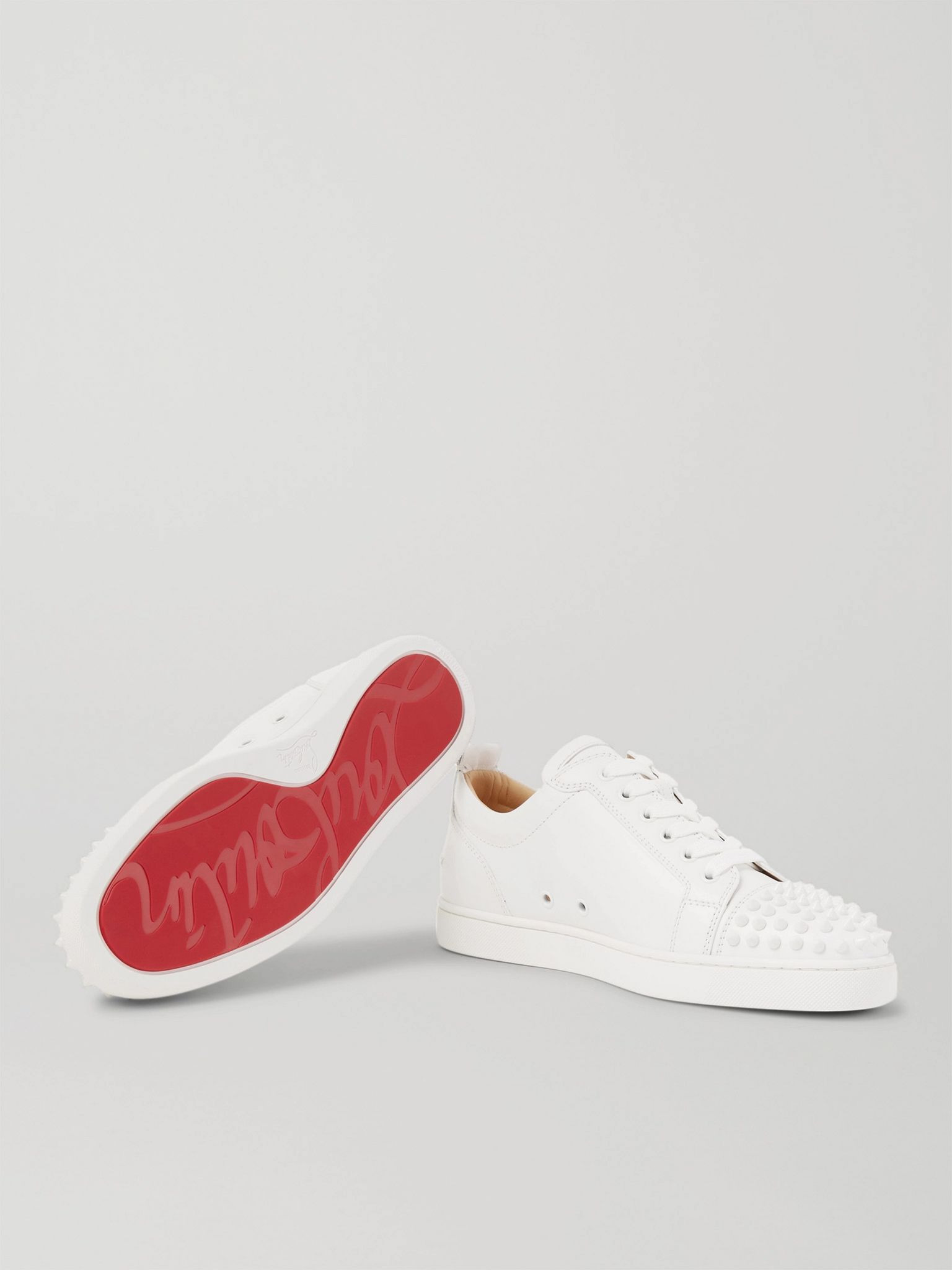 Louis Junior Spikes Cap-Toe Leather Sneakers White - 6