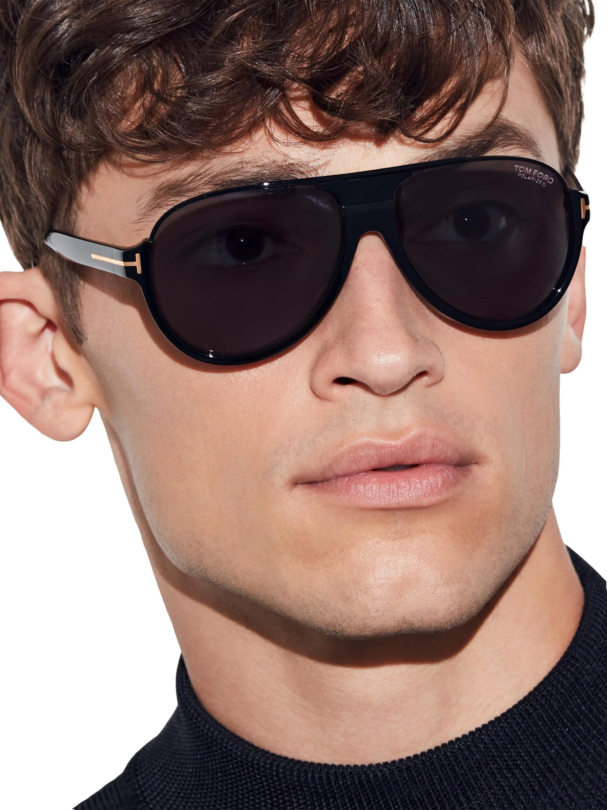 Men's 59MM Dimitry Pilot Sunglasses - Shiny Black Smoke - 1
