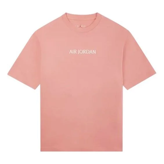 Men's Air Jordan Solid Color Alphabet Logo Printing Round Neck Short Sleeve Pink T-Shirt DO6100-604 - 1