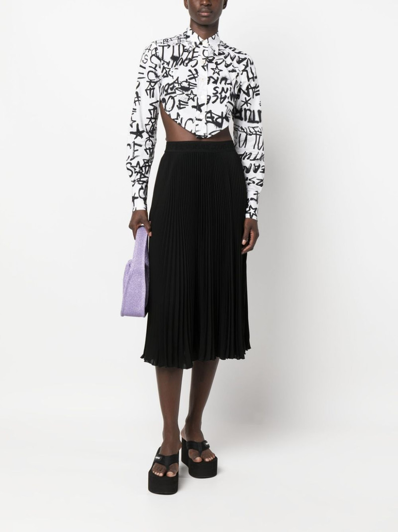 VERSACE JEANS COUTURE fully-pleated logo-waistband midi skirt outlook