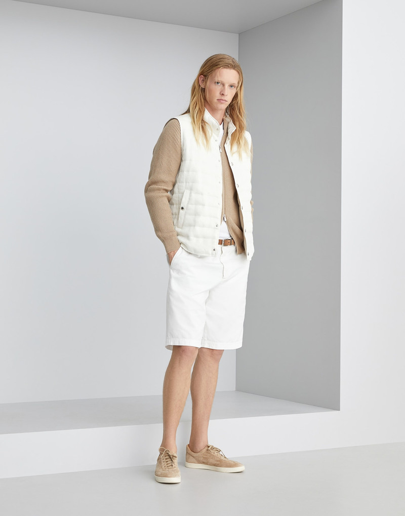 Denim-effect linen lightweight down vest 5