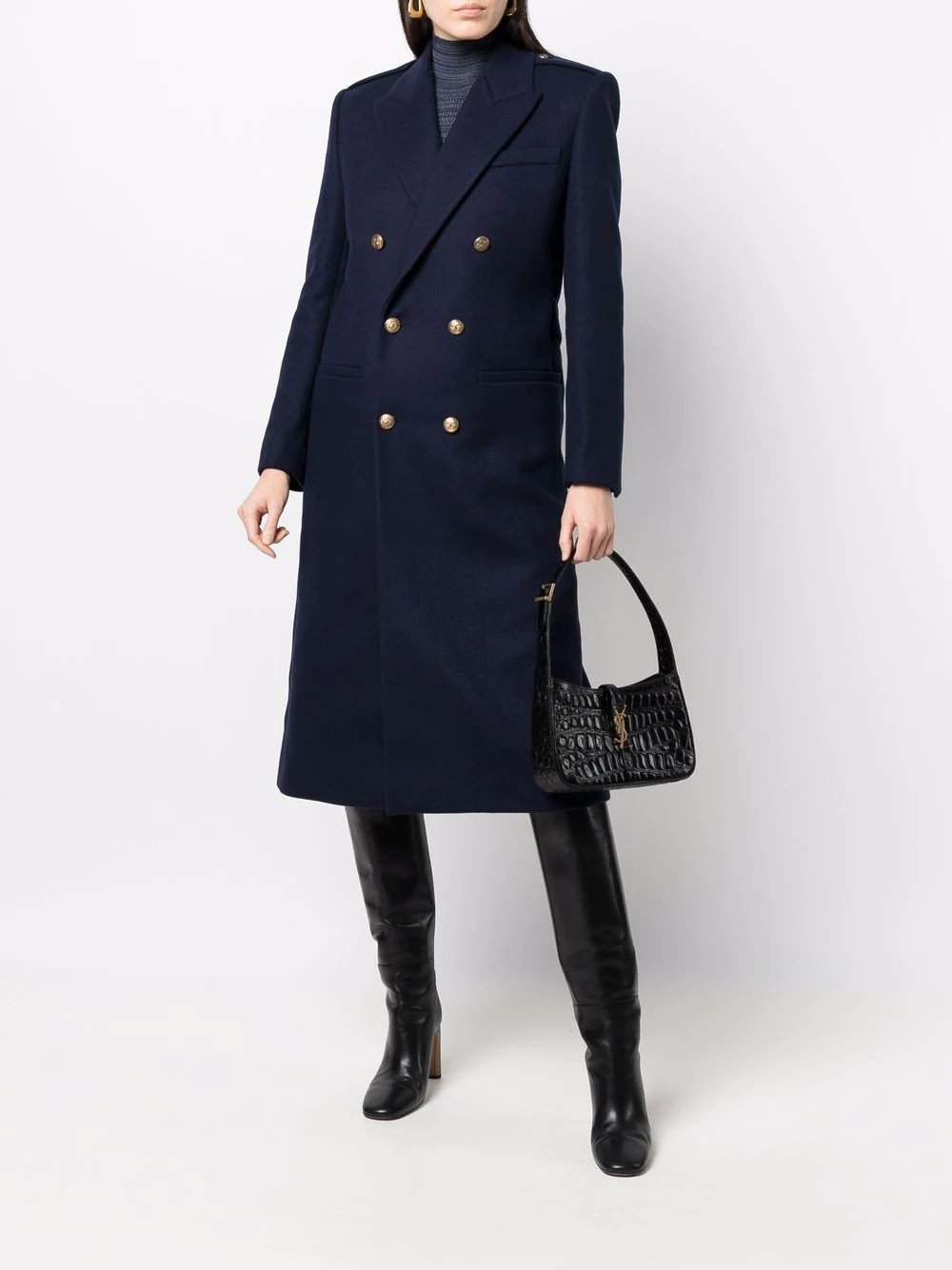 double-breasted tailored coat - 2