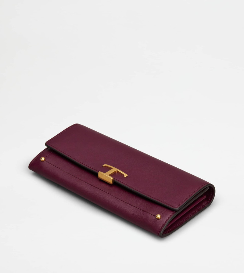 T TIMELESS WALLET IN LEATHER - BURGUNDY 4