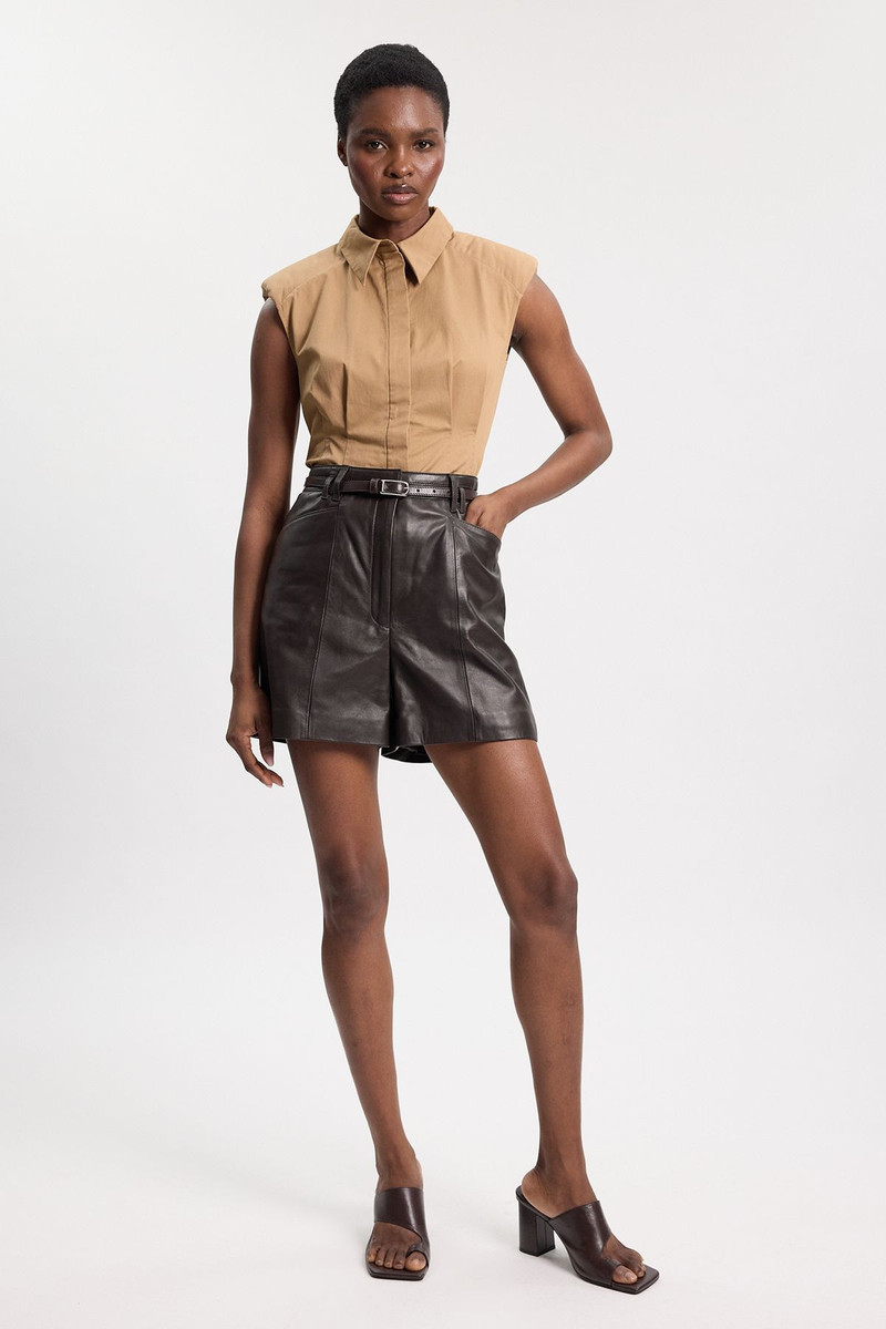 Leather Tailored Shorts 4