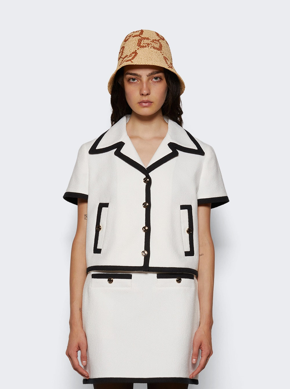Cotton Tweed Jacket Off White - 3
