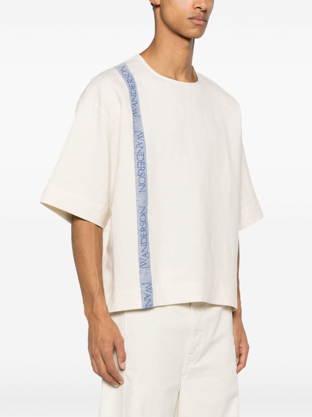 logo-stripe cotton-blend T-shirt - 3