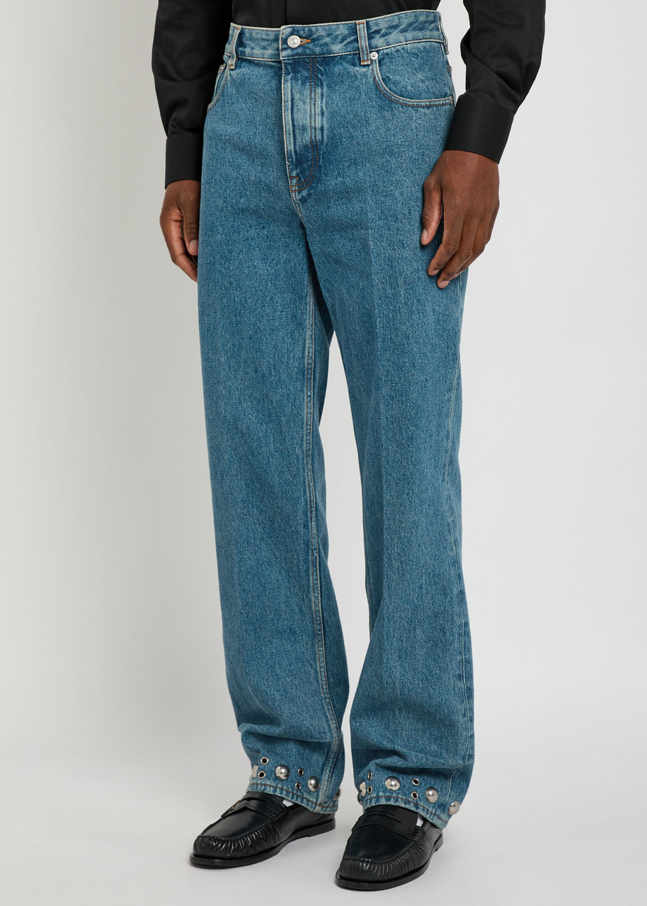 Valentino Garavani Stud-embellished Straight-leg Cotton Jeans - 2