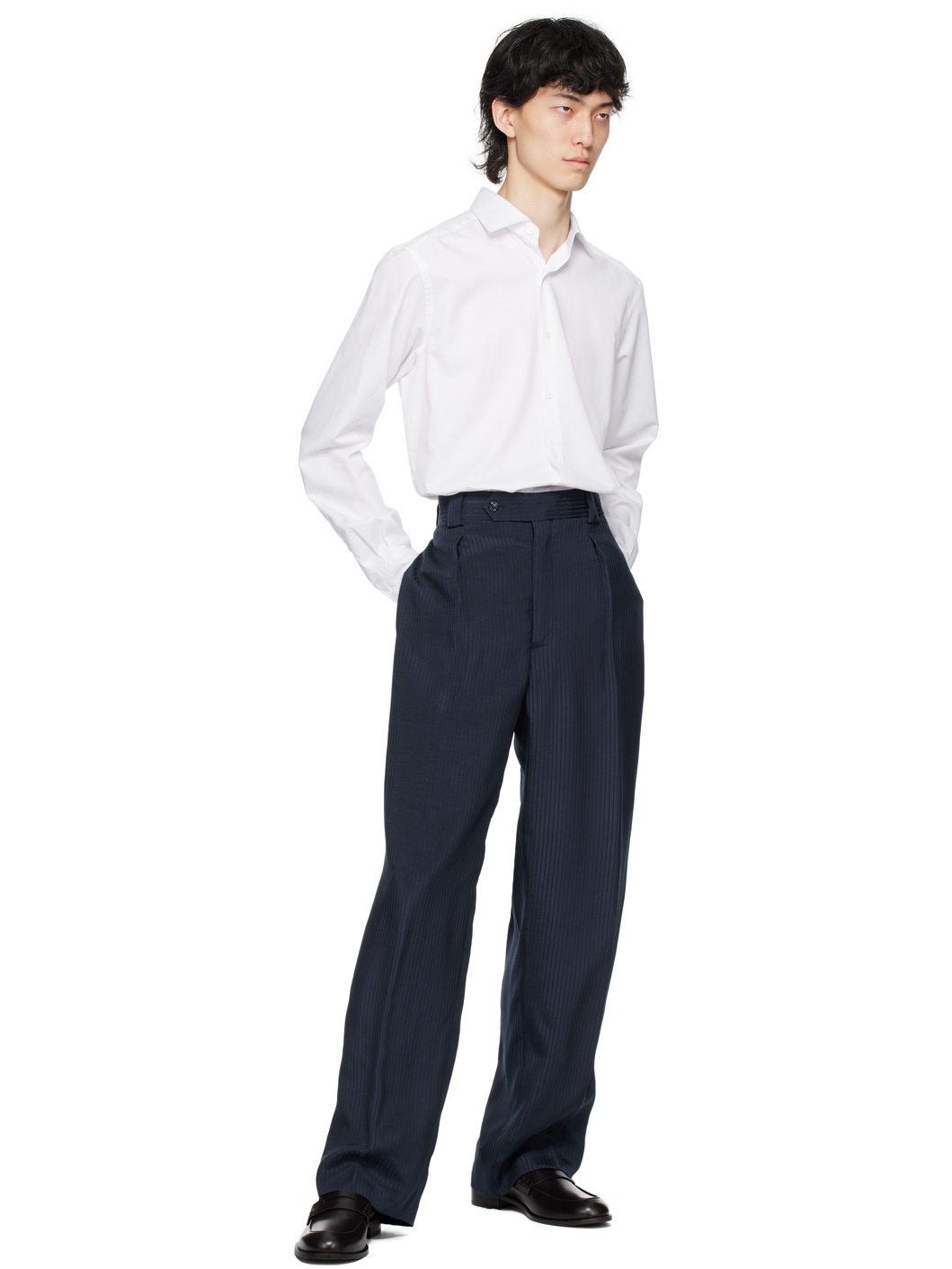 Navy Stripe Trousers - 4