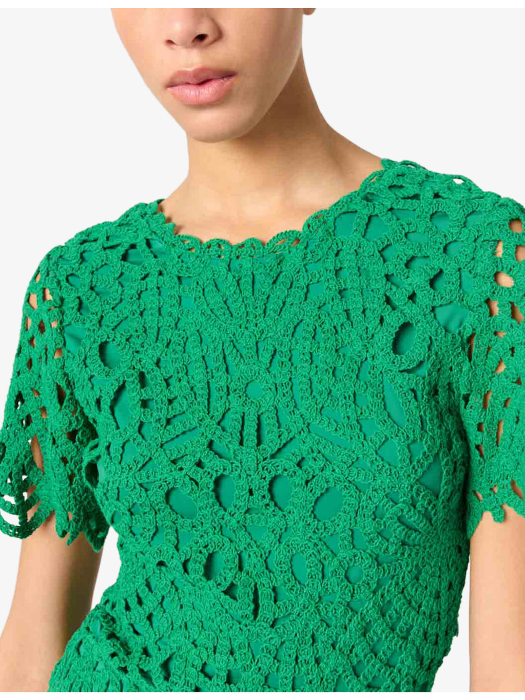 Short-Sleeved Cut-Out Lace Mini Dress - 7
