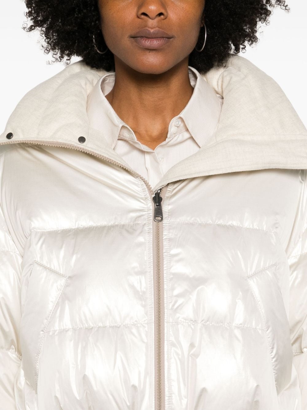 iridescent-effect down jacket - 5