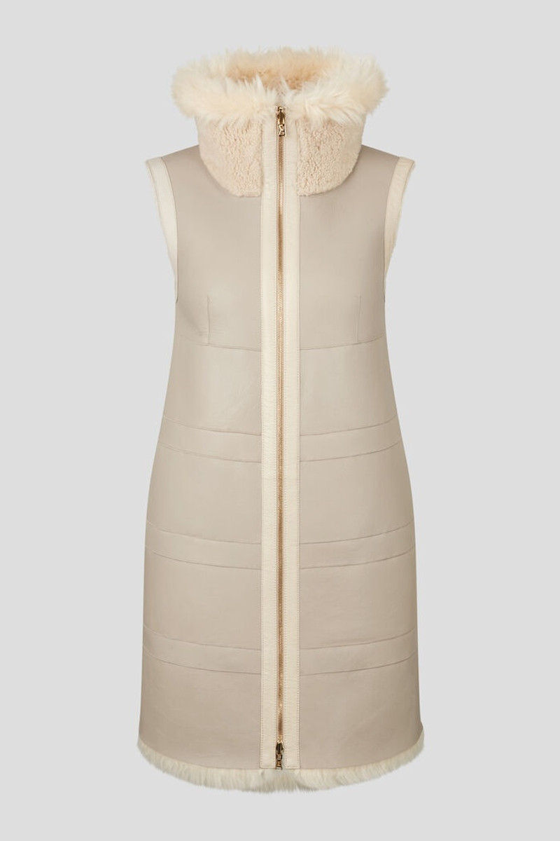 Lima Reversible lambskin waistcoat in Beige 8
