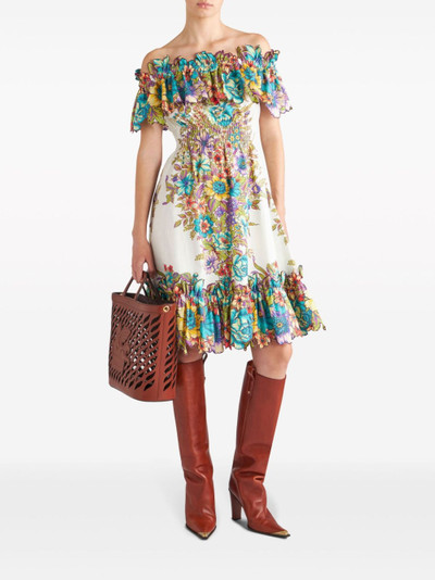 Etro floral-print off-shoulder cotton dress outlook