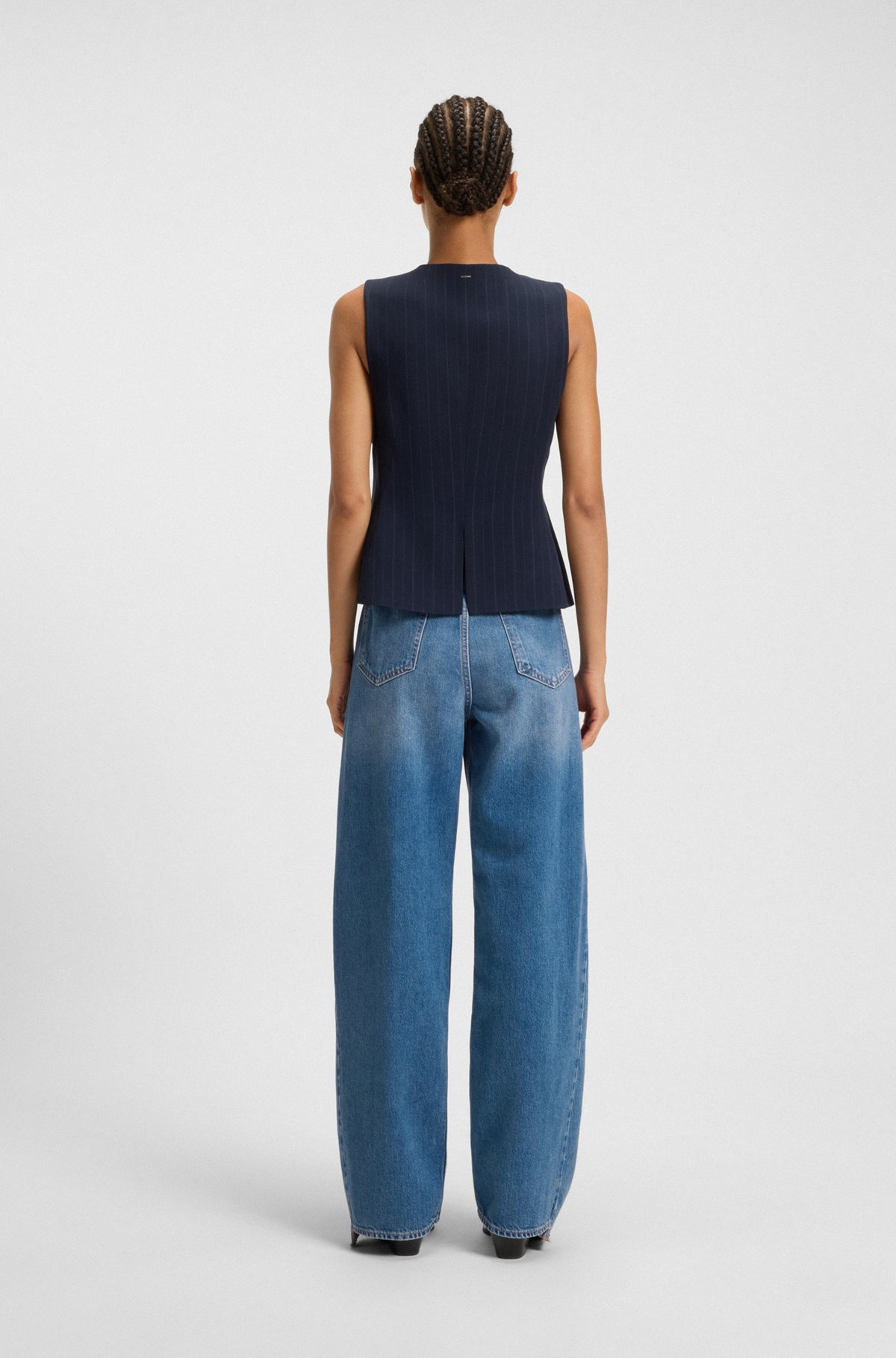 RELAXED-FIT JEANS IN INDIGO DENIM WITH STEPPED HEMS - 4