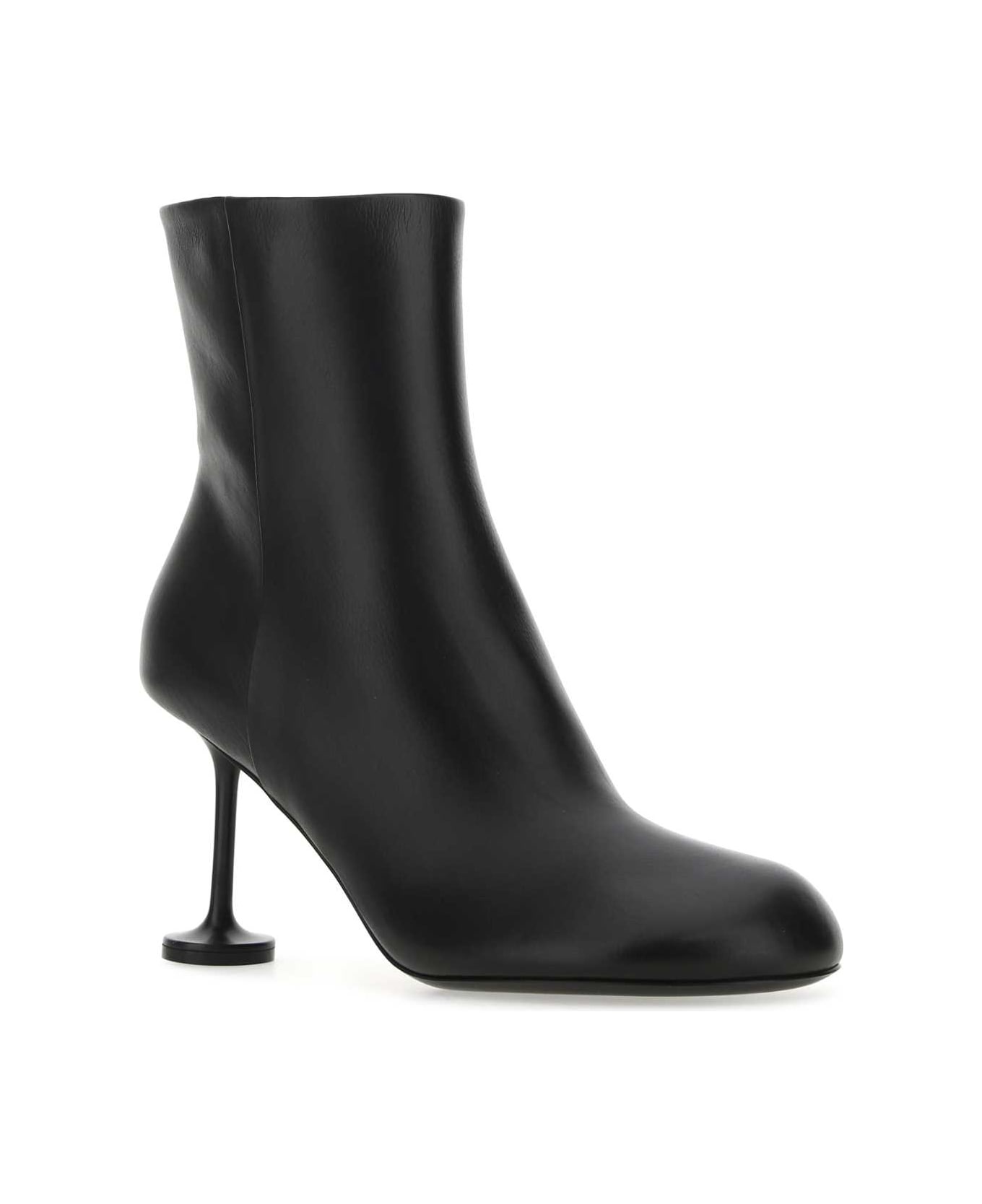 Black Leather Lady Ankle Boots - 2