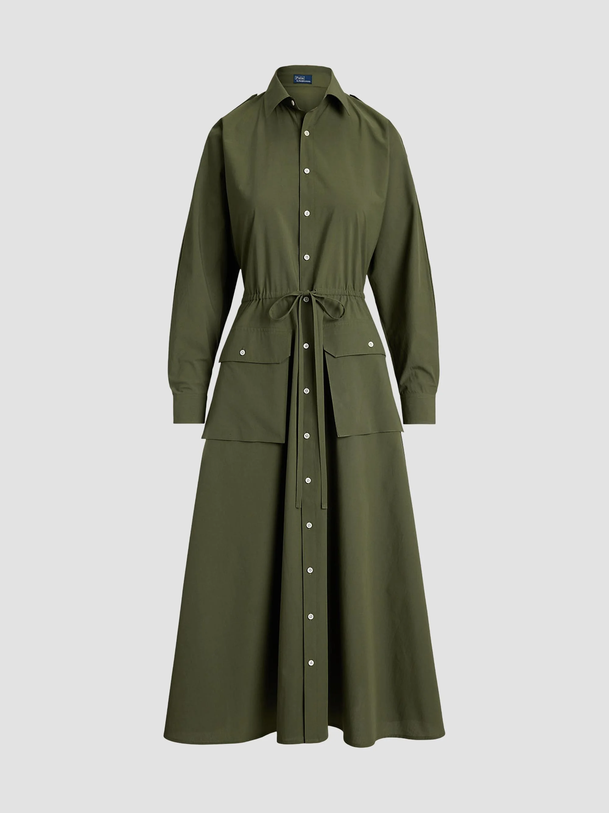 Women's Cotton Canvas Utility Shirtdress - Dense Olive - 1