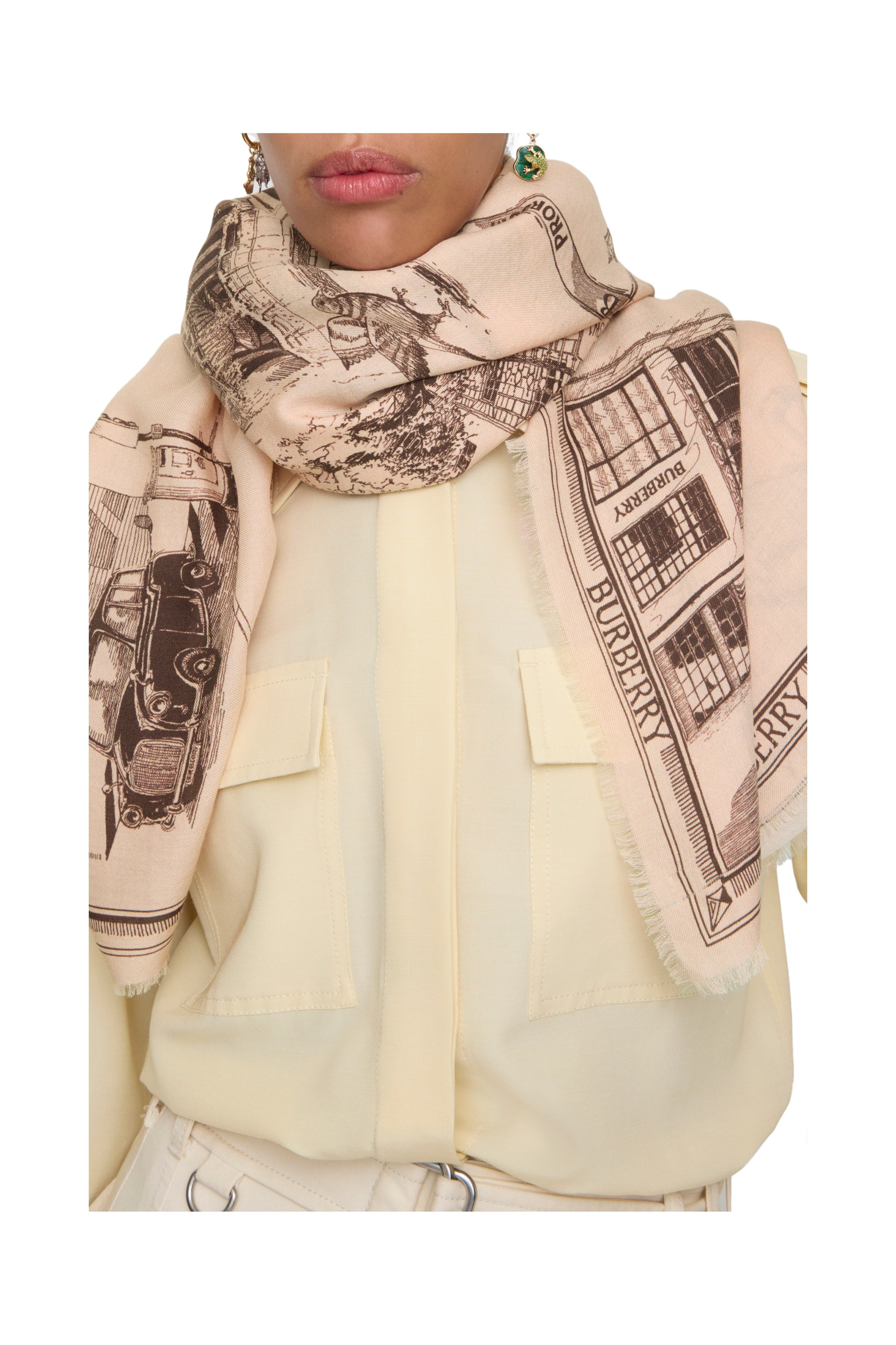 burberry London Landmarks Wool Silk Scarf in Sepia at Nordstrom - 2