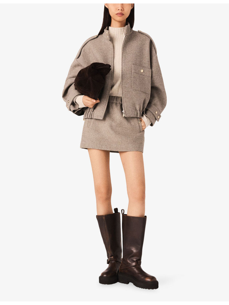 maje High-Collar Relaxed-Fit Wool-Blend Coat outlook