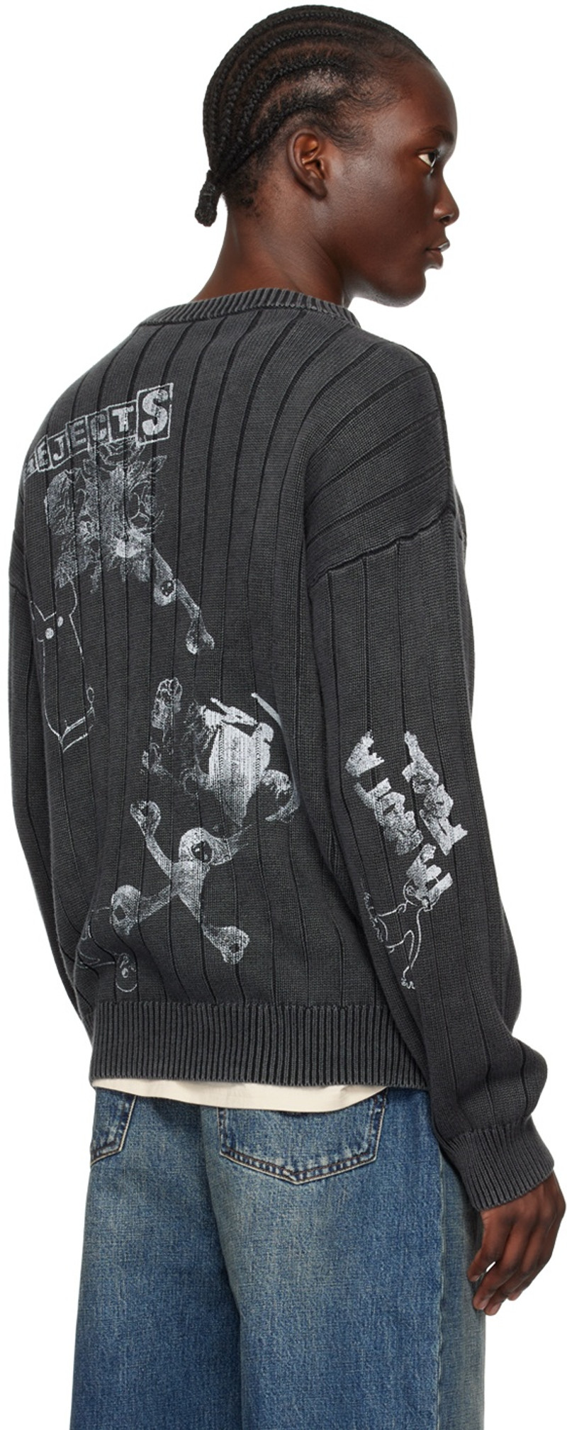 Gray Drop Needle Sweater 3