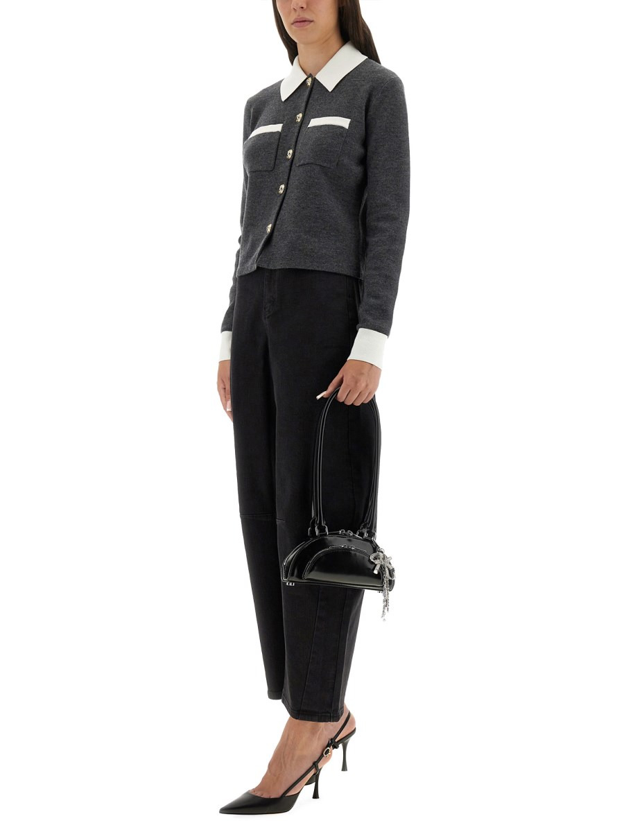 CARDIGAN WITH CONTRASTING COLLAR - 2