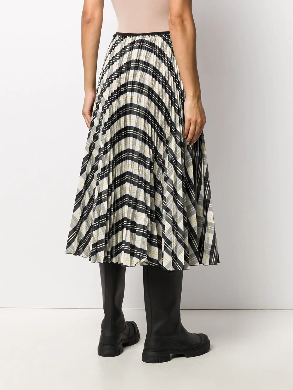 check-print pleated skirt - 4