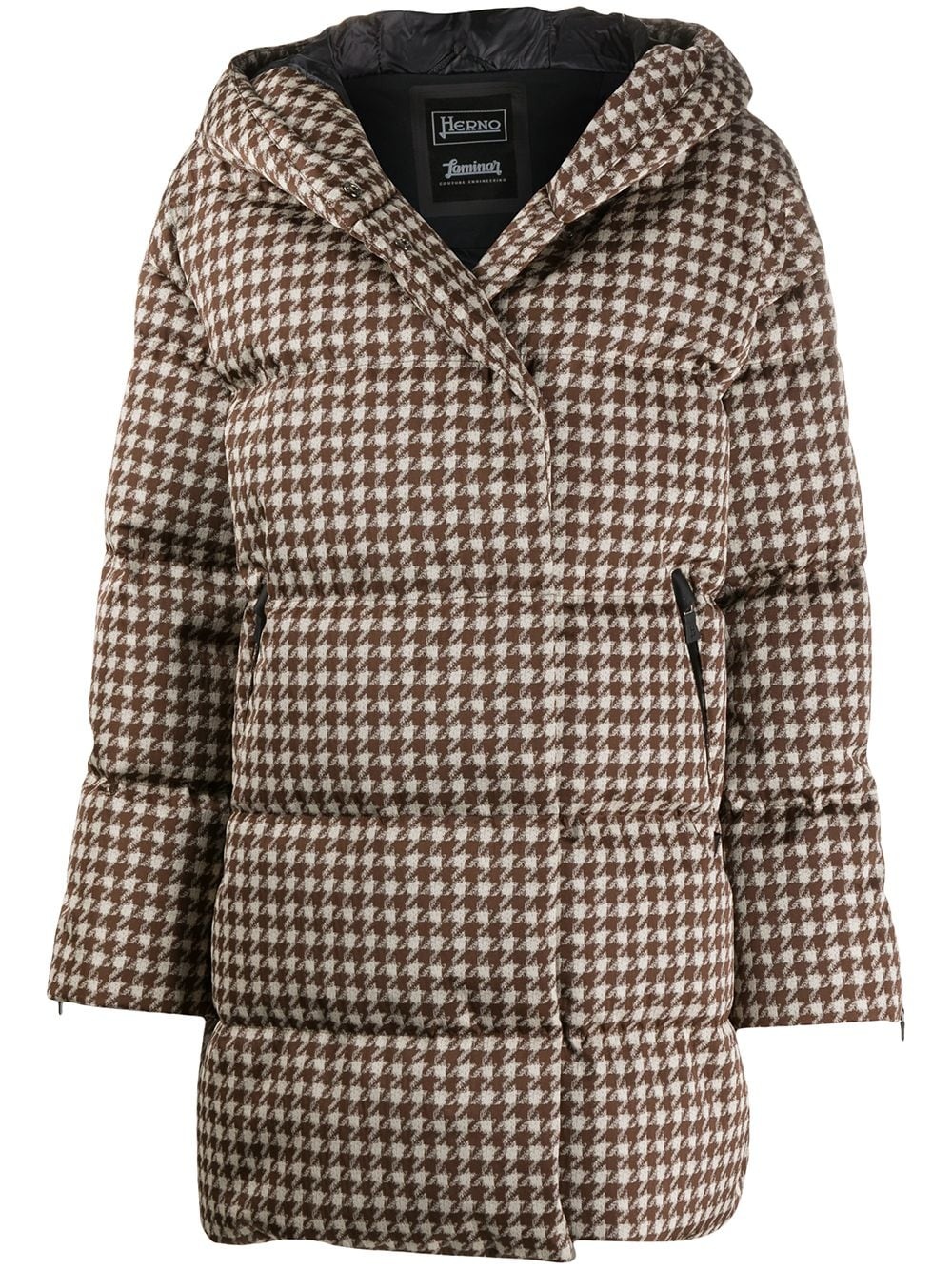 houndstooth padded coat - 1