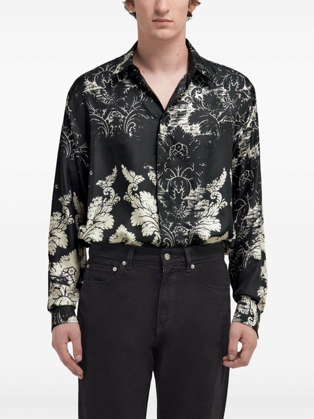 broccato-print shirt - 3