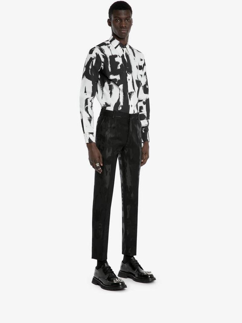Mcqueen Graffiti Jacquard Trousers in Black 3