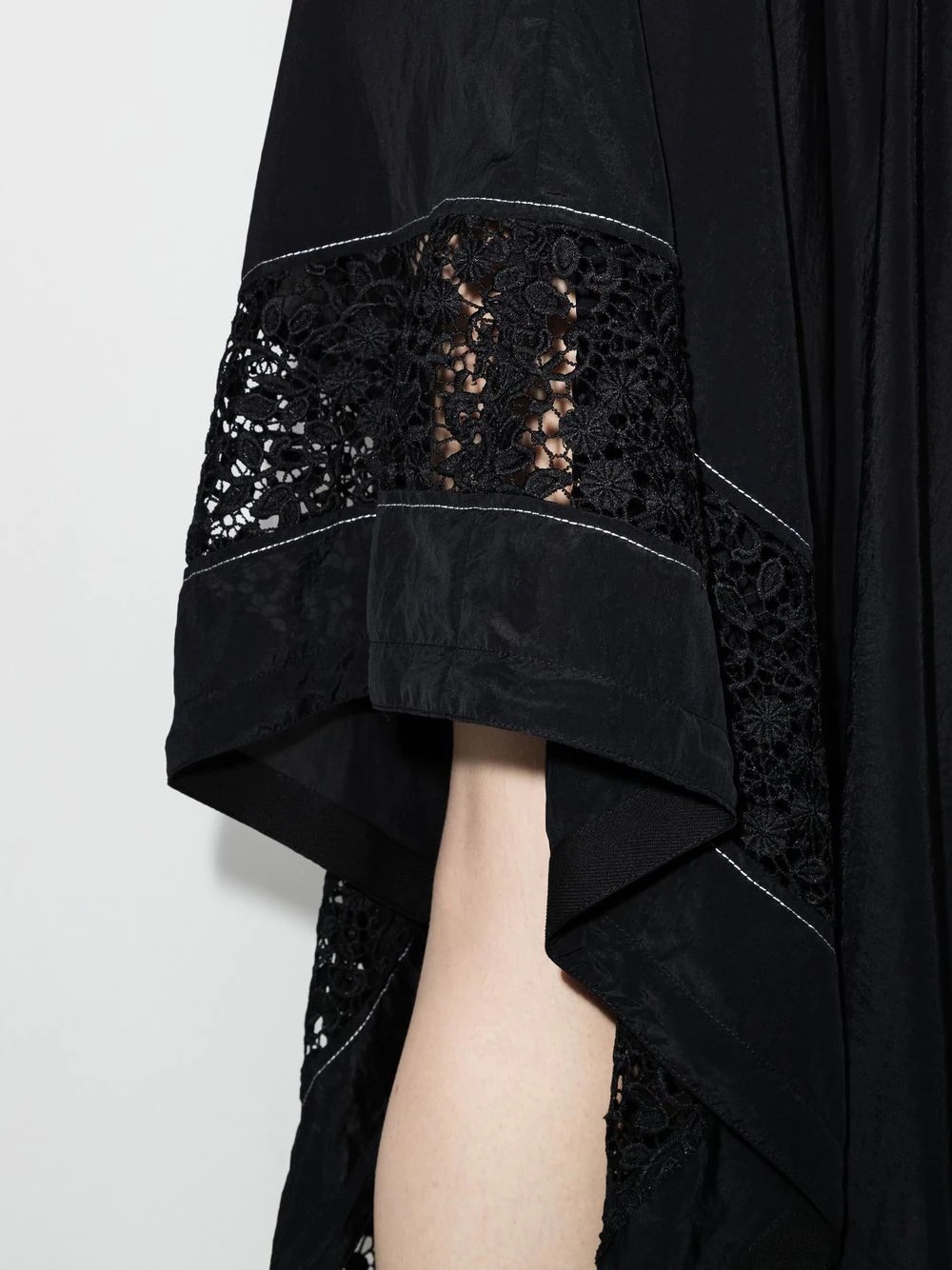 lace-insert asymmetric skirt - 4