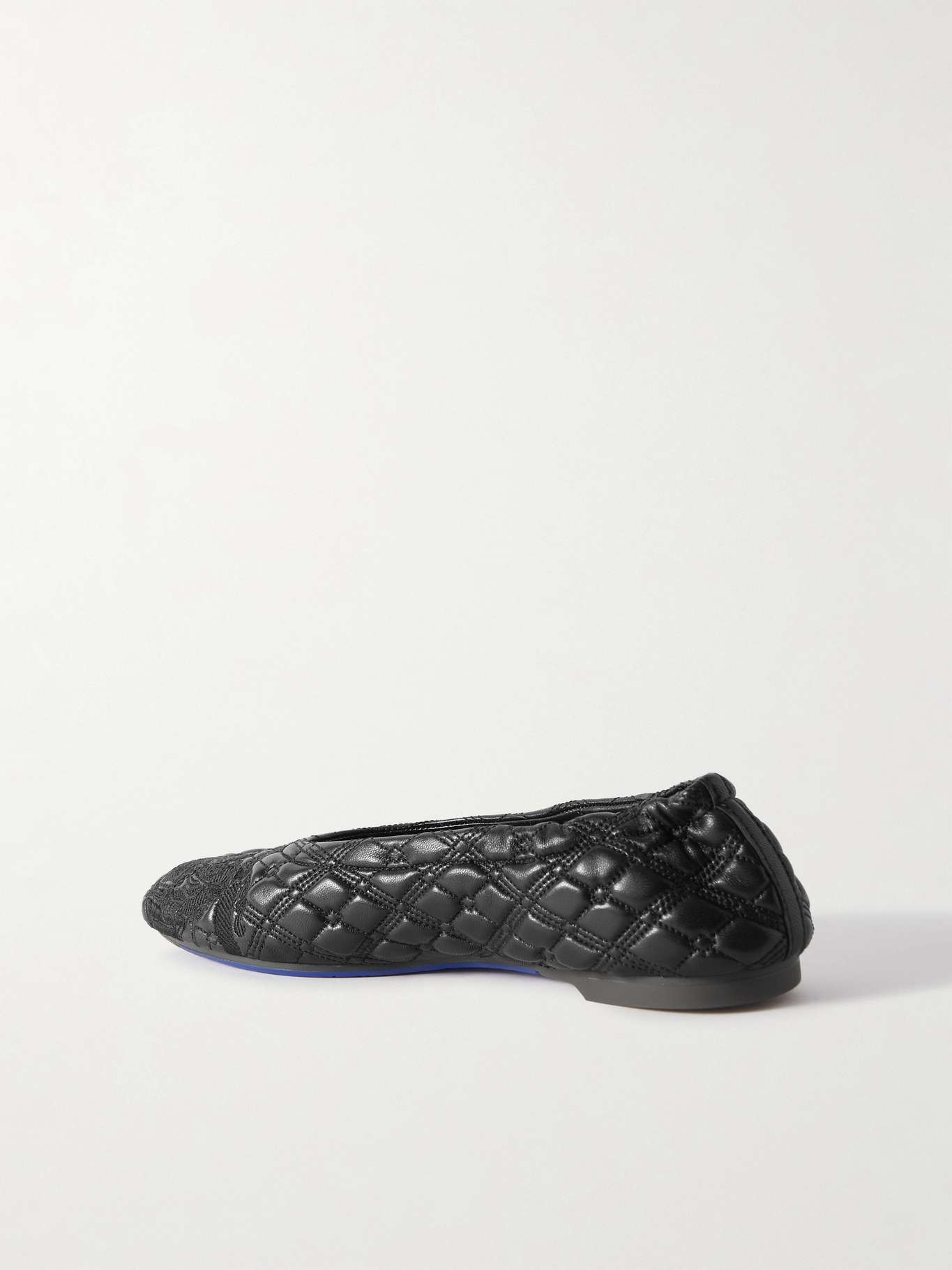 Embroidered quilted leather ballet flats - 3
