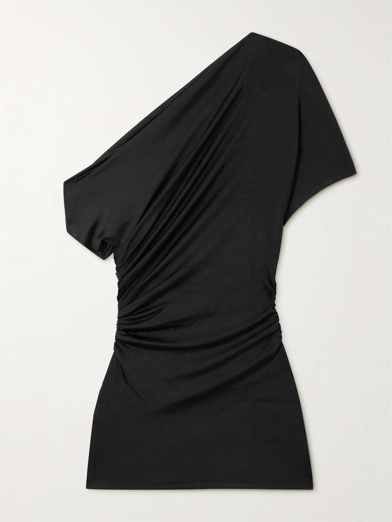 Edel one-shoulder ruched stretch-satin top - 1