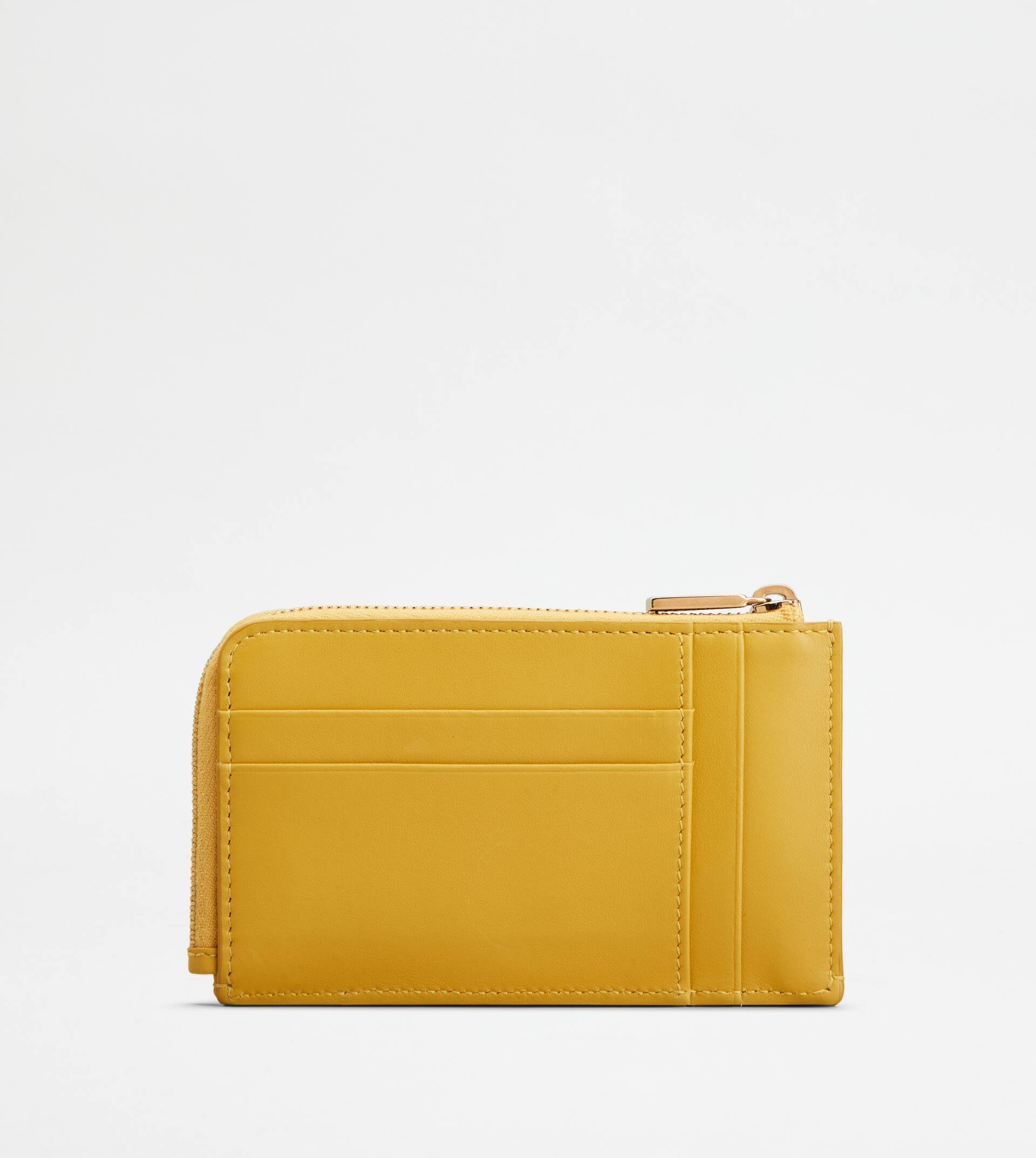 T TIMELESS KEY POUCH IN LEATHER - YELLOW - 3