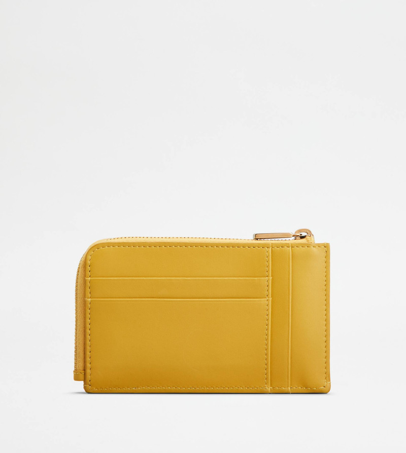 T TIMELESS KEY POUCH IN LEATHER - YELLOW 3