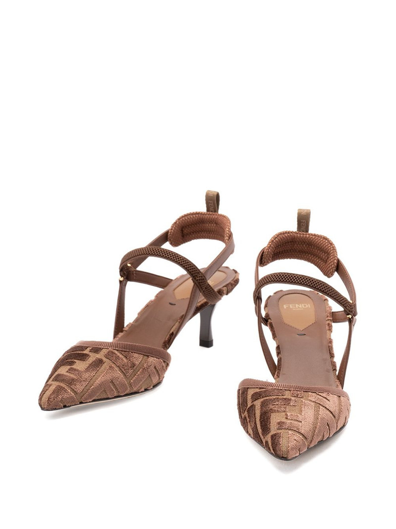 FENDI 55mm monogram-patterned slingback pumps outlook